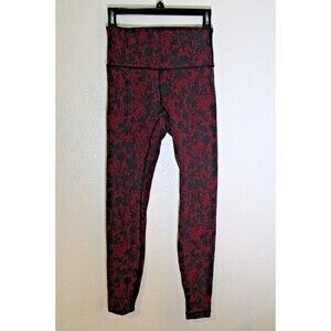 Lululemon Women's Size 6 Leggings Maroon Purple Black Pattern Great Shape
